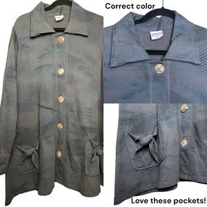 CMC Color Me Cotton Coat Jacket Womens Button Front Swing w/Pockets Lagenlook XL